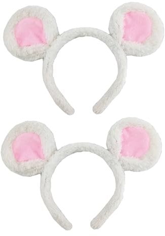 UNVOJL 2 Pieces Mouse Ears Headband Animal Ears Headband Soft Plush Mouse Ear Headwear Party Cosplay Costume for Women