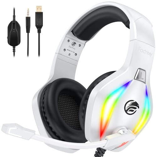 Fachixy FC100 Gaming Headset for PS4, PS5, PC, Xbox, Switch, Gamer Headset with Mic, Gaming Headphones with Microphone, Noise Cancelling Headphones with 3.5mm Jack