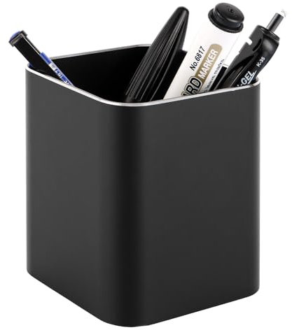 YAYODS 1 Stück Stiftehalter Schreibtisch - 8 x 9,5 cm Stifthalter Schwarz - Stifteköcher Metall für Büro, Schule, und Haushalt