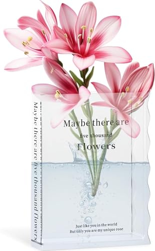 Lunriwis Book Vase,Vase Buchform,Klare Buchvase,Acryl Buchvase für Blumen,Modern Home Decoration Vase,Büro,Schlafzimmer,Wohnzimmer,Esstisch