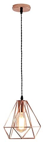 Modern Pendelleuchte Kreative Rautenform Pendelleuchte Moderner minimalistischer Stil Kronleuchter Roségold Schmiedeeisen Hängelampe E27 Leuchte for Kücheninsel Esszimmer Bartheke ( Size : 1 Head )