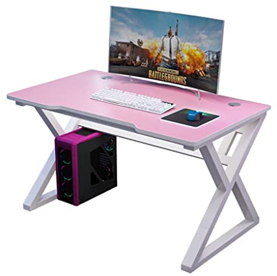 LAMEDOAT Home Desk Ecktisch Schreibtisch I-förmiger Computertisch, Home-Office-Schreibtisch Extra großer moderner ergonomischer PC-Laptop-Gamer-Tisch-Arbeitsplatz,Rosa-L 140CM
