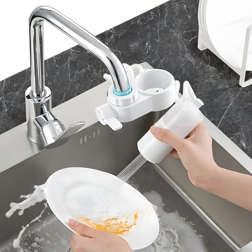 Zhwidnerso Kitchen Tap Spray Head with Detergent Dispenser, Faucet Sprayer Tap Aerator with Flexible Extension Hose, Universal Kitchen Tap Extension, Faucet Extender Tap Extender for Kitchen Sink