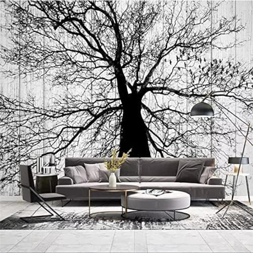 XLMING Schwarzer Und Weißer Baum 3D Tapete Wohnzimmer Sofa Schlafzimmer Esszimmer Home Dekoration Wand-250cm×170cm