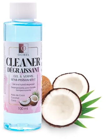 OCIBEL - Cleaner Dégraissant pour Gel et Vernis Semi-Permanent Parfum Noix de Coco - 100 ml pour Manucure, Faux Ongles et Nail Art