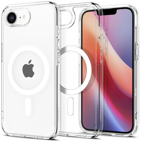 Spigen Ultra Hybrid MagFit Case for iPhone 16e, Compatible with MagSafe Accessories [Anti-Yellowing] [Military-Grade Drop Protection] - Clear White