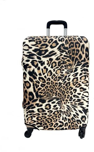 PAYMA - Elastisch Kofferhülle, Reisegepäck. Kofferschutzhülle Futter für Koffer. Spaß und originelle Designs. Beschichtung zum Schutz vor Kratzern und Flecken. Größe: Medium (M), Farbe: Leopard