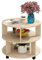 Moderner runder Beistelltisch mit Stauraum und Universalrollen für Schlafzimmer und Wohnzimmer, Ahorn-Finish, 60 x 48 cm