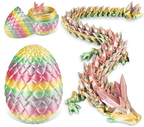 3D gedrucktes Drachenei, Geheimnisvolle Drachen Spielzeug Realistische, drachenei mit drache, 3d drache im ei, für Kinder Erwachsene.für Easter Weihnachtstag Schreibtisch Dekoration (egenbogenfarben)