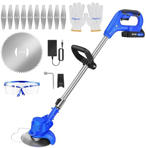 21V Akku Rasentrimmer Gras Edger 4 in 1 elektrischem Unkraut Trimmer, 10000RPM Unkraut Wacker mit 1500mAh Batterie und 21pcs Zubehör, Metallklinge elektrischer Akku-Bürstenschneider für Gras Wartung