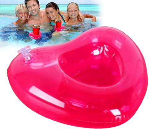 Aufblasbare Getränkehalter – schwimmende Biertür | Herz-Design leichtes PVC-Tablett für Pool, Strandpartys, See, Sommerurlaub, Spa, Aktivitäten im Fließwasser