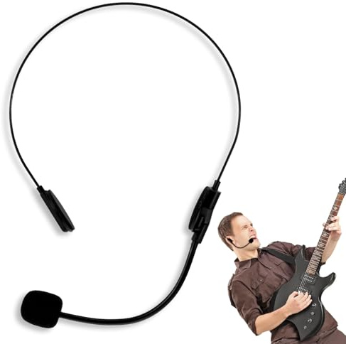 Xindojuz 1 PCS Fake Microphone Headset Prop Mic, Rockstar Costume Accessories for Women Men, Adjustable Star Singer Head Microphone Headphones Props for Halloween Cosplay Music Birthday Party Supplies