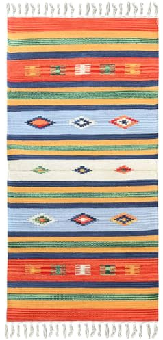 Pierre Tappeti KELIM Mehrzweck-Teppich, 100 % Baumwolle, waschbar, 06 cm, 120 x 180 cm, für Wohnzimmer, Schlafzimmer