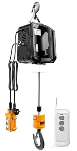 JFBLSD Mini palan électrique Portable 1500 W, treuil électrique télécommandé, Moteur à Fil de 5 m/Min, pour Commerce, Maison, entrepôt, Garage(100kg)