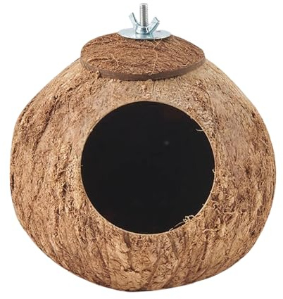 Vogelhaus - Handgefertigtes Vogelhaus Aus Kokosnuss - Wellensittich Nest | Natürliche Kokosnuss-Vogelnest-Hütte Für Innen- Und Außenbereiche – Brut- Und Ruhehaus Für Wellensittiche