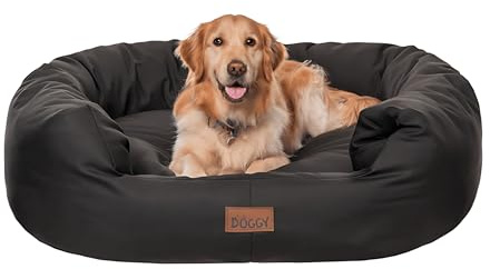 Bjird Oval Hundebett Grosse Hunde Wasserdicht - Hundedecke Sofa, Hundebett Mittelgroße Hunde - Waschbares Hundesofa - Oeko-Tex Hundekissen Dog Bed 114x94 cm Schwarz XXL