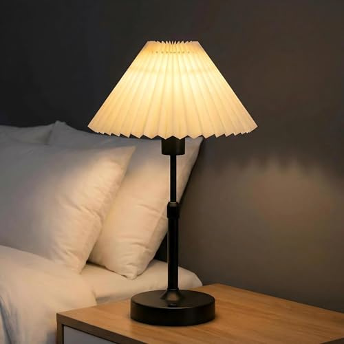 GlintBay Rechargeable Cordless Table Lamp, Dimmable Retro Besides Lamp, 2700K Warm White Desk Lamp for Bedroom/Living Room/Patio(Black)