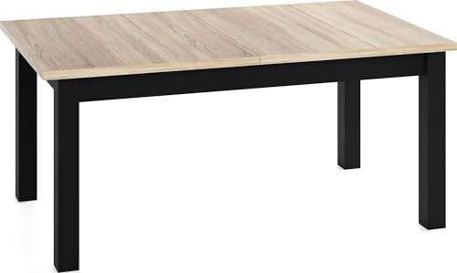 Esstisch Ausziehbar Rechteckig XXL Groß – Verlängerbar Wohnzimmertisch Küchentisch für 10 Personen - 160 × 90 cm bis 240 cm – Schwarze Holzbeine – Hergestellt in EU – Eiche Sonoma Hellbraun