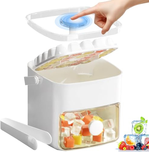 Ice Cube Tray with Lid & Bin BPA Free Food-Grade Release Makes 48 Ice Cubes | Ice Cube Moulds All Ice Cubes in One Second Ice Cube Maker for Whiskey Cocktail