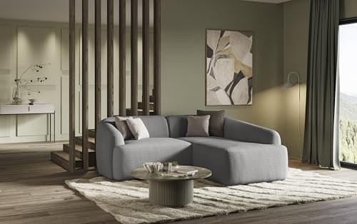 DOMO. collection Ecksofa Parika, L Couch, organische Form, Longchair rechts, klein, 216 x 196 x 81 cm (BxTxH), Graphite