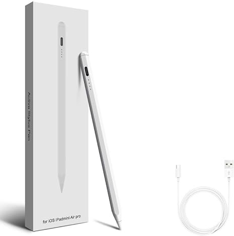 Stylet capacitif Actif avec Affichage numérique pour tablettes tactiles, écriture et Dessin Haute précision, Design léger sans Fil par RESTEQ