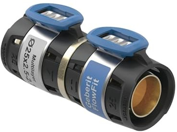 Geberit FlowFit Übergang auf Fremdsystem d25 mm, für Rohrwandstärke 2,5–2,7 mm, bleifreie Siliziumbronze, Pressfitting für sichere Systemanbindung