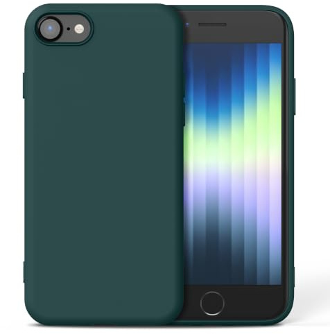 Nonional Silikon Hülle für iPhone SE 2022/2020, iPhone 8/7, Kameraschutz Stoßfest Kratzfest Dünn Handyhülle - Tannengrün