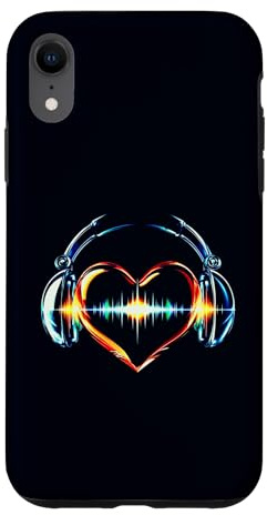 Custodia per iPhone XR Cuffie Heartbeat Music Lover DJ Sound Wave