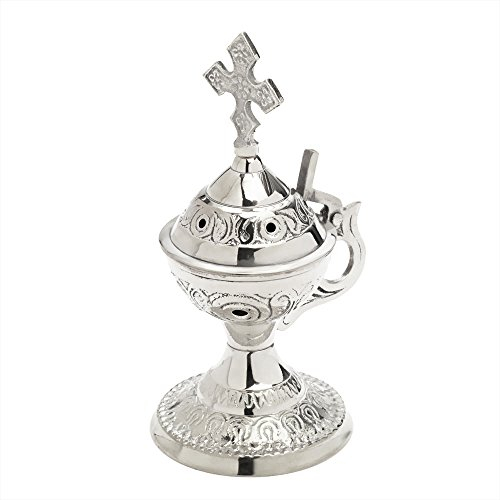 NKlaus Stand-Weihrauch-Gefäß Messing vernickelt Handarbeit Geschenk 2934