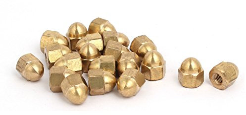 Sourcingmap 20pcs M3 Female Thread Nut DIN1587 Dome Cap Head Hex Brass Tone