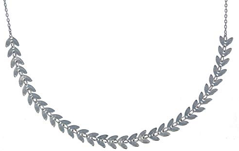LES POULETTES BIJOUX - Rhodium 925 Silber Halskette Lorbeer