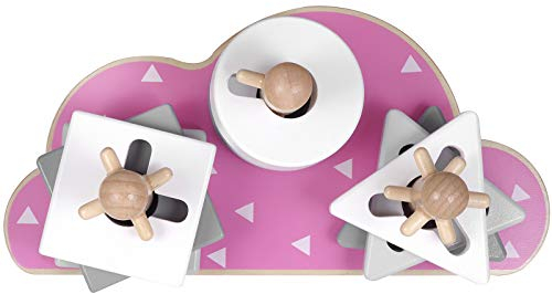 Kindsgut Steckpuzzle Wolke, Motorikpuzzle aus Holz für Kleinkinder, fördert spielerisch die Feinmotorik, hochwertige Qualität, Schlichtes Design und dezente Farben, Rosa