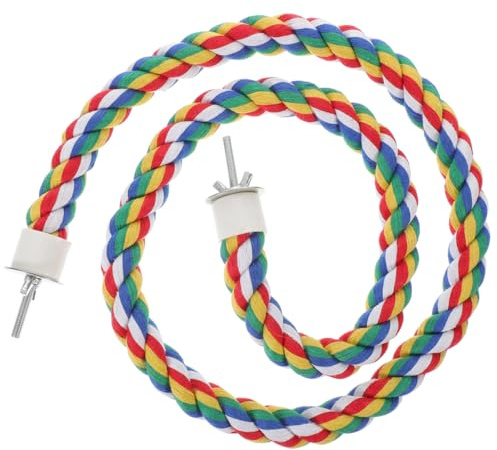 Balacoo Bird Perch, Cage Rope Perch for Parrot, Budgerigar, Cockatiel, Lovebird, Senegal Parrot Colorful (41.3 Inch Long, Metal Nuts)