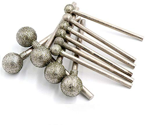 Powertool - Fraises rotatives, avec revêtement diamanté, outils rotatifs pour fraises à suspendre, machines à graver, verre, carrelage, sculpture, enlèvement de matériaux (5 pièces - 3 x 8 mm), argent