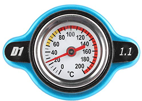 Qiilu Thermostatischer Kühlerdeckel, Universeller Thermostatischer Kühlerverschlussdeckel Kühlerdeckel Wassertankdeckel Auslaufsicher mit Temperaturanzeige (Großer Kopf 1.1bar)