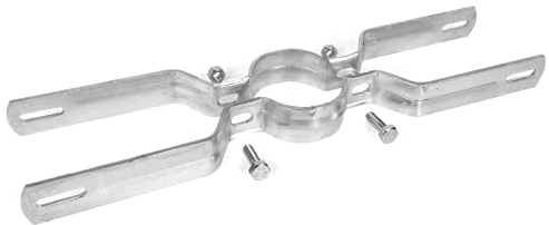 Doppel-Rohrschelle für Flach-VZ, Typ DR335, Lochabstand 350mm, Pfosten-Ø 76,1mm