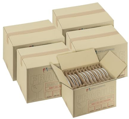 IMBALLAGGI 2000-10 Scatoloni per Trasloco Piatti - Scatoloni 40x30x30 cm - 10 Pezzi - Ogni Scatola Contiene 12 Piatti Piani o Fondi - Rinforzate Doppia Onda - Imballaggi per Spedizione e Trasloco