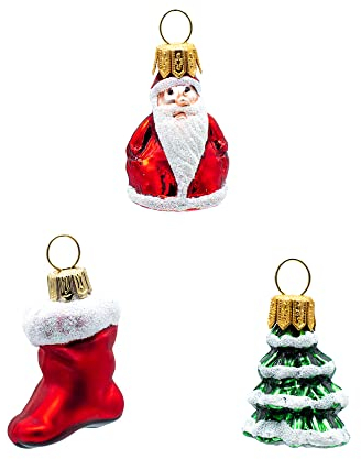 Oberfränkische Glas Weihnachtsbaumschmuck, Xmas Mini 3-er Set 4,5x4,5cm