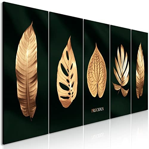 murando - Akustikbild Set Blätter 225x90 cm 5 tlg Bilder Akustikschaum Schallschutz Akustikpaneele Wandpaneele Schalldämmung Wandbild Schallabsorber Akustikplatten Pflanzen Motiv Natur b-A-0905-b-m