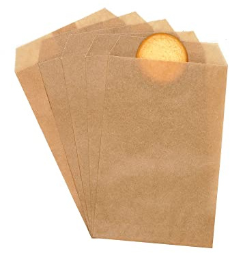 Quotidian Brown Flat Small Glassine Paper Bags Envelope 3 x 5 (8 x 13.3cm) Pack of 100 - Bread Grocery Birthday Gifts Invitations Popcorn