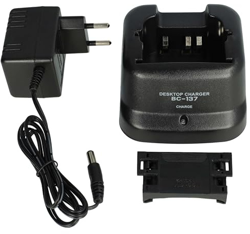 vhbw Dual-Ladegerät kompatibel mit Icom IC-F21BR | IC-F22, IC-F22S, IC-F21GM, IC-F21S Funkgerät-Akkus - Ladestation + Netzteil