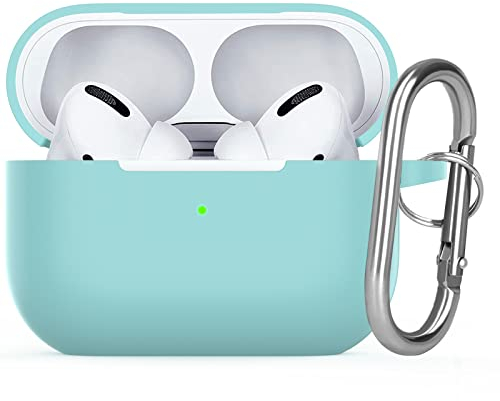 Watruer für AirPods Pro 2 Case, Weiche Silikonhautabdeckung Schockabsorbing Schutzhülle mit Schlüsselbund für neue Apple Airpods Pro 2. Generation Fall 2022 [Front LED sichtbar] - Grün