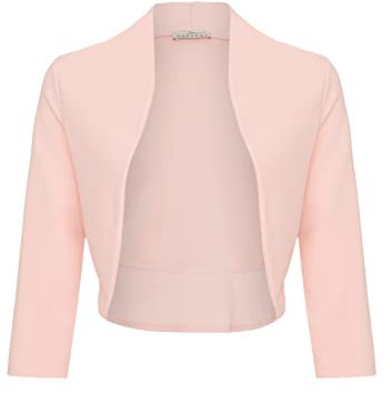 DANAEST Mujer Bolero Festivo Chaqueta de Punto Elegante Chaqueta Hombro Manga 3/4 Top Corto (708), Rosa., M