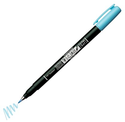 Tombow Fudenosuke Pastel for black paper | Pastellfarbe: light blue | mit Kreideoptik auf schwarzem Papier | weiche, elastische Spitze | für Handlettering, Skizzen und Kartengestaltung [WS-BS73]