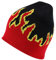 Armycrew 100% Acryl Feuerflamme Muster Kurze Strickmütze Beanie Mütze, Schwarz Rot, Einheitsgröße