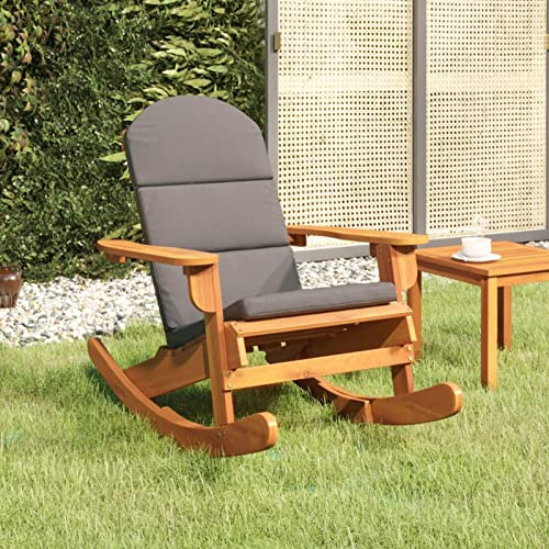 Yolola Adirondack-Schaukelstuhl mit Kissen - Outdoor-Schaukelstuhl mit Massivholzrahmen aus Akazie