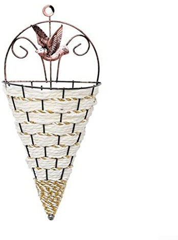 SPORTARC Suspension murale en rotin pour pot de fleurs - Panier en métal - Blanc