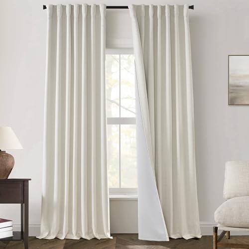 PANELSBURG Vorhänge, Boden- bis deckenlang, französische Landhausvorhänge, 274 cm lang, 2 Paneele, cremefarben, neutral, Mädchen, Sichtschutzvorhänge für Schlafzimmer, Plissee-Vorhang mit Haken