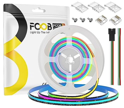 FCOB COB WS2811 IC RGB Flexibel Hohe Dicht LED Streifen 9.84FT/3m DC24V 630LEDs/m 30IC 10mm Breite Schwarz PCB Traum Farbe Gleichmäßiges Licht Verfolgen Farbe für DIY(Nicht inhalt Netzteil＆Steuerung)