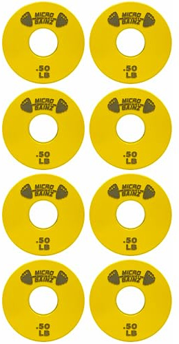 Micro Gainz Standard-Hantelscheiben-Set, 2,5 cm, Mittelloch, 8-teiliges Hantel- und Langhantel-Set mit 22,7 kg Hantelscheiben für Krafttraining und Gewichtheben, (Farbe wählen), hergestellt in den USA